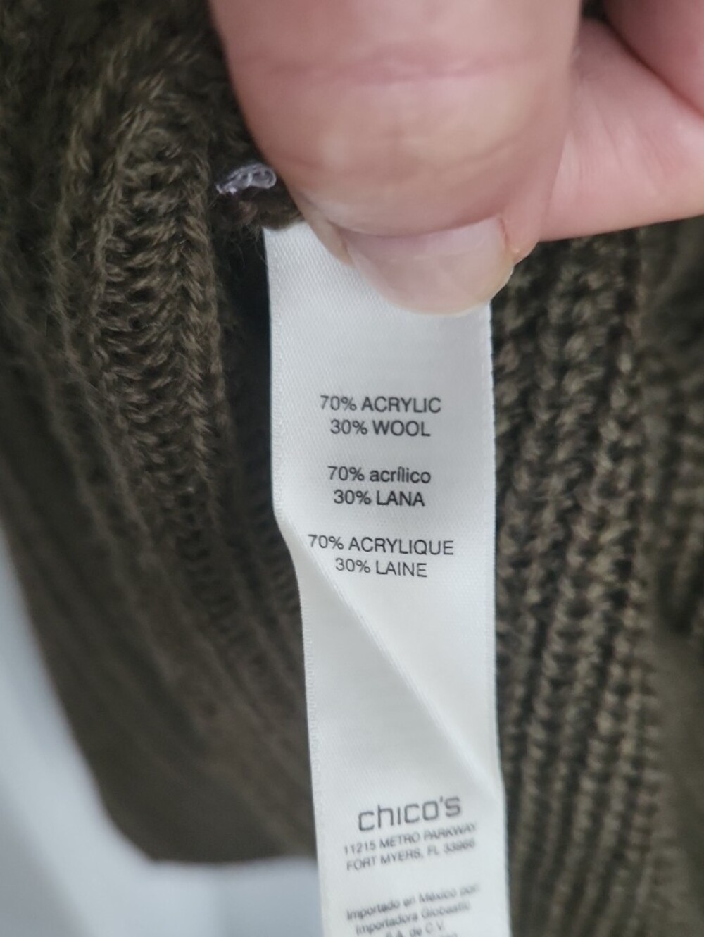 Chico's Olive Green Johanna Sweater Vest - Picture 6 of 8